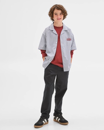 Short Sleeve Boxy Shirt and Long Sleeve T-Shirt Set