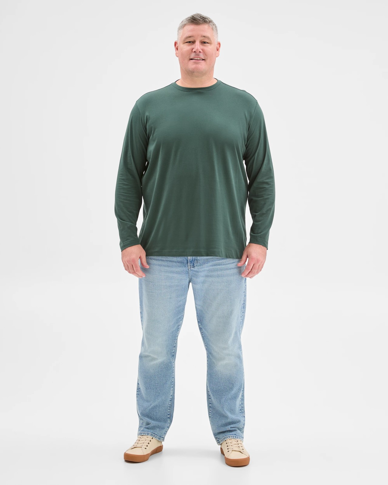 Plus Size Australian Cotton Long Sleeve T-Shirt - Winter Green 2 of 6