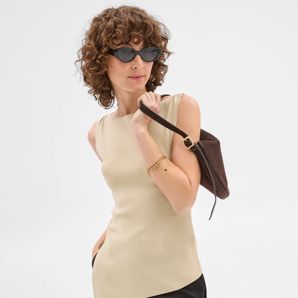 Sleeveless Asymmetrical Crepe Knit Top - Preview product image