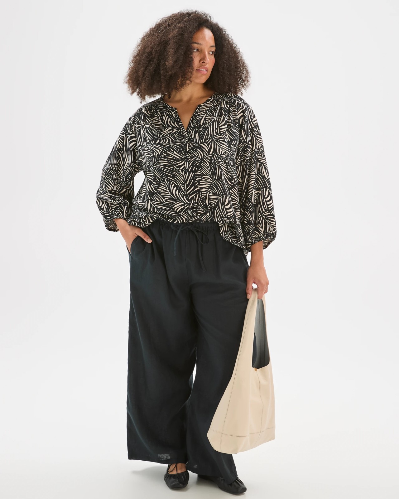 Plus Size 3/4 Sleeve Half Placket Blouse 2 of 5