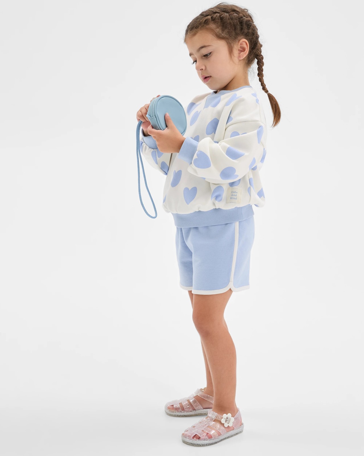 Australian Cotton Blend Jumper and Shorts Set - Blue Hearts 3 of 6