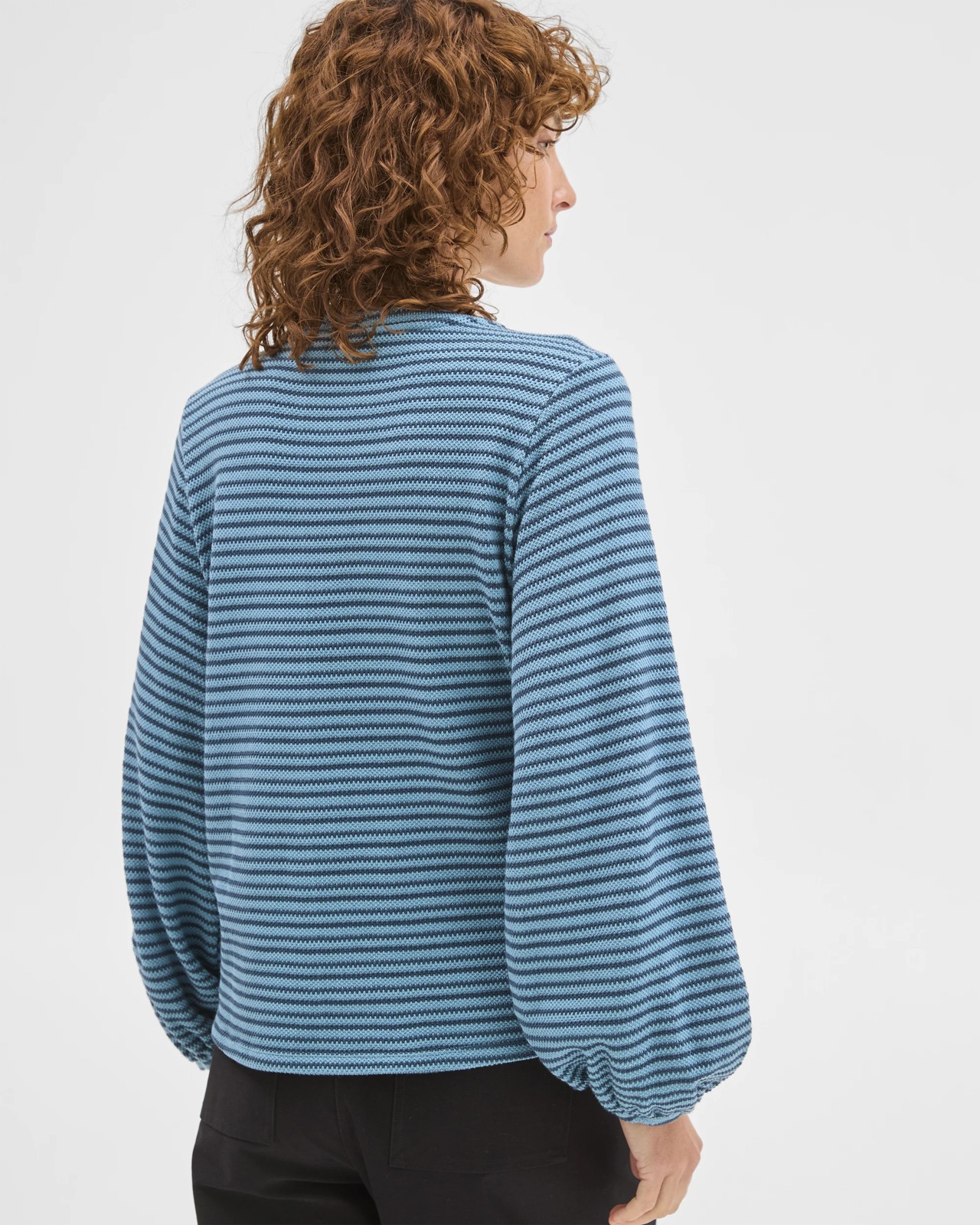 Australian Cotton Long Sleeve Textured Top - Sea Teal/Dark Teal 6 of 6