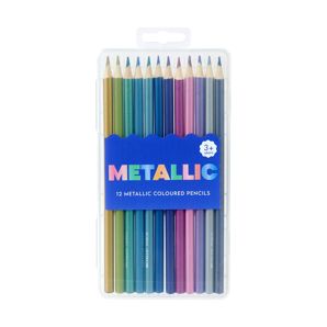 12 Pack Metallic Coloured Pencils - Anko product image
