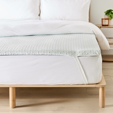 Cooling Memory Foam Mattress Topper, Queen Bed, White - Anko