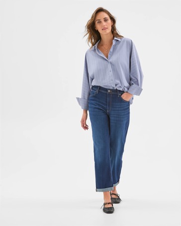 Denim Mid Rise Courtney Girlfriend Jeans