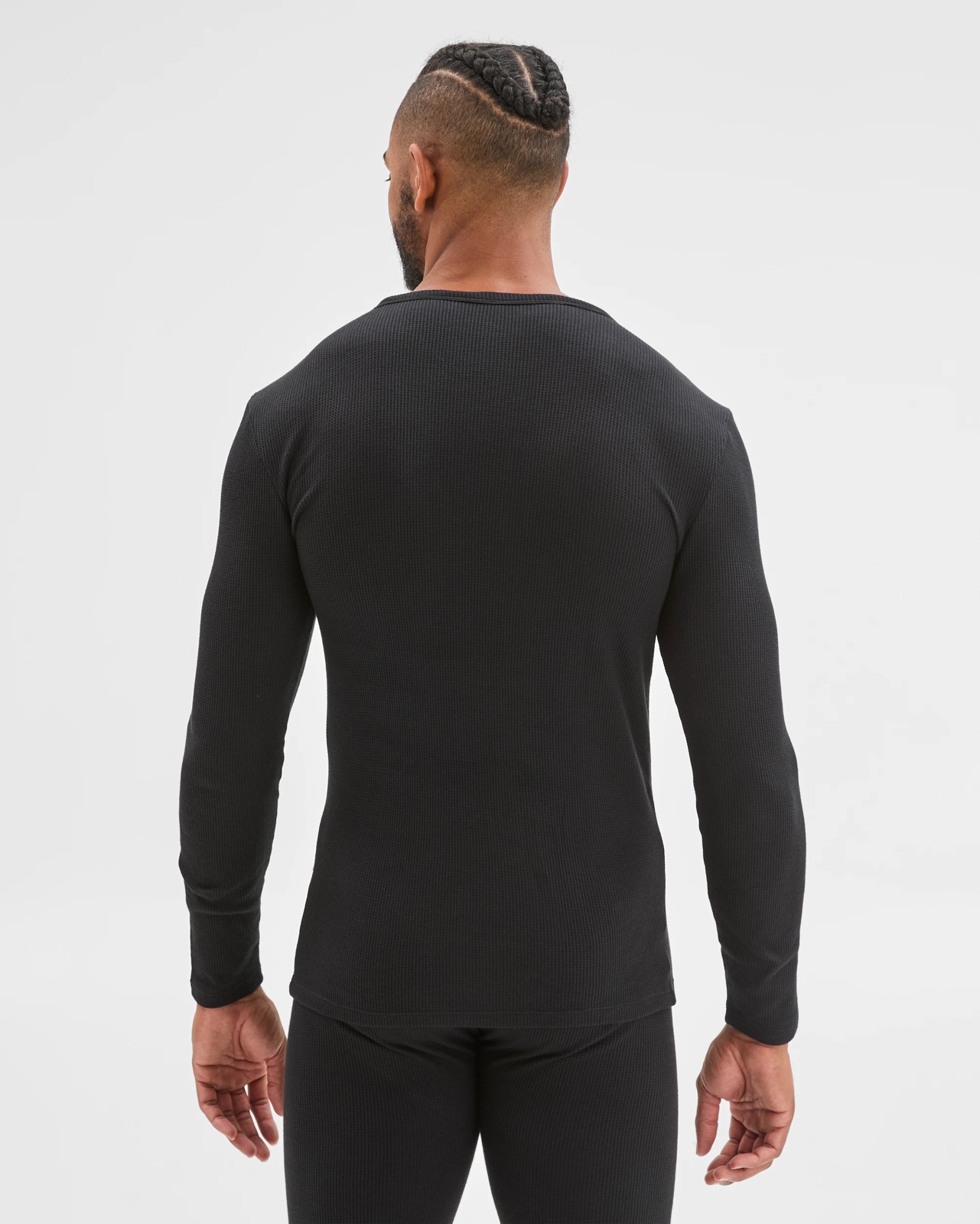 Maxx Australian Cotton Blend Long Sleeve Waffle Thermal Top - Black 6 of 6