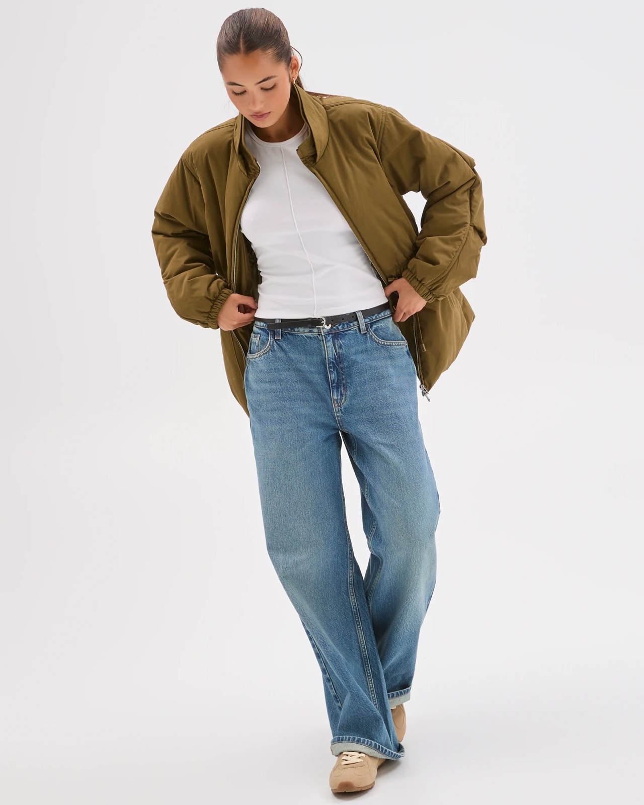 Lily Loves Australian Cotton Blend Cinched Puffer Jacket - Woodland Green 6 of 6