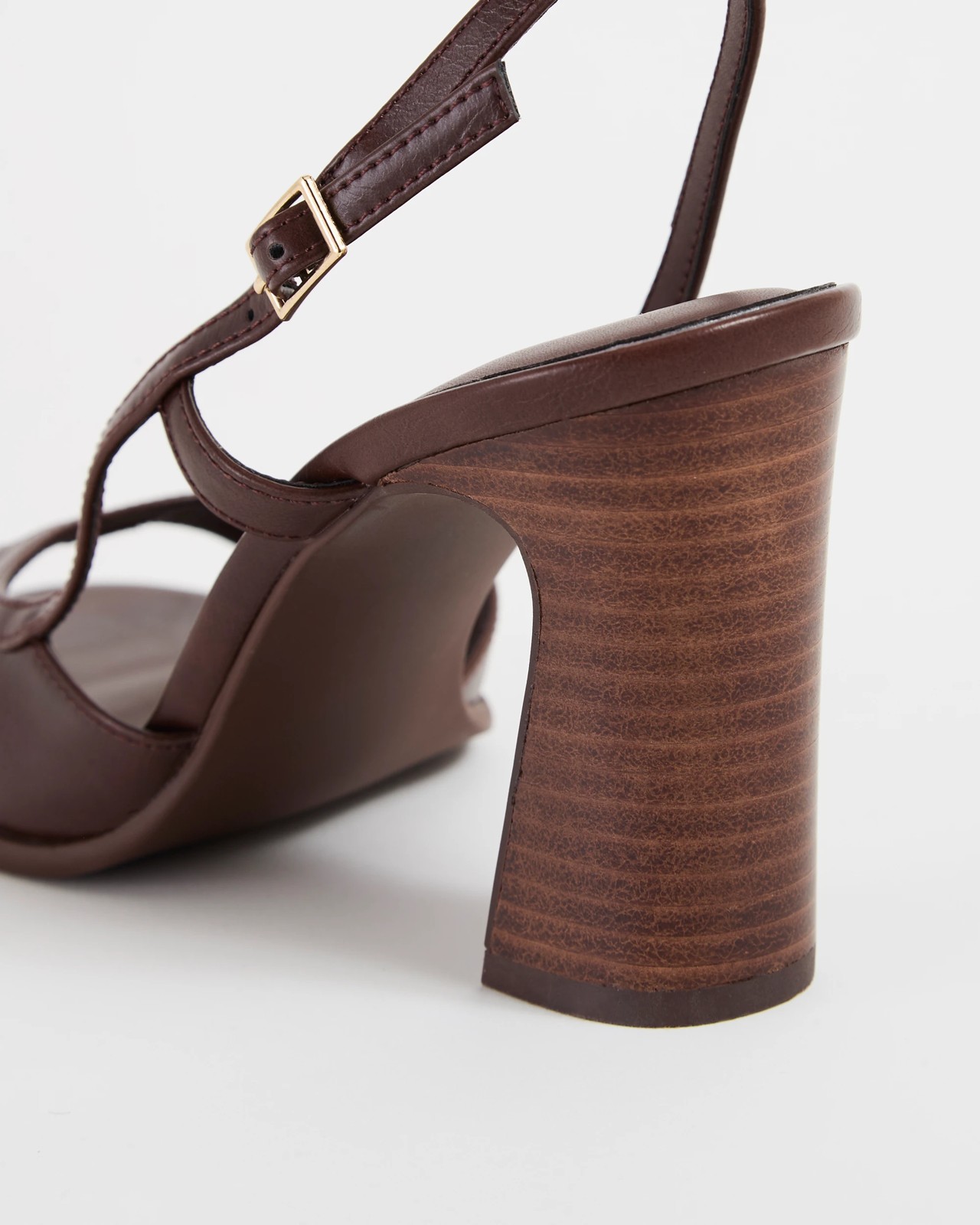 Stacked Wood Slingback Heels - Ava - Chocolate 3 of 3