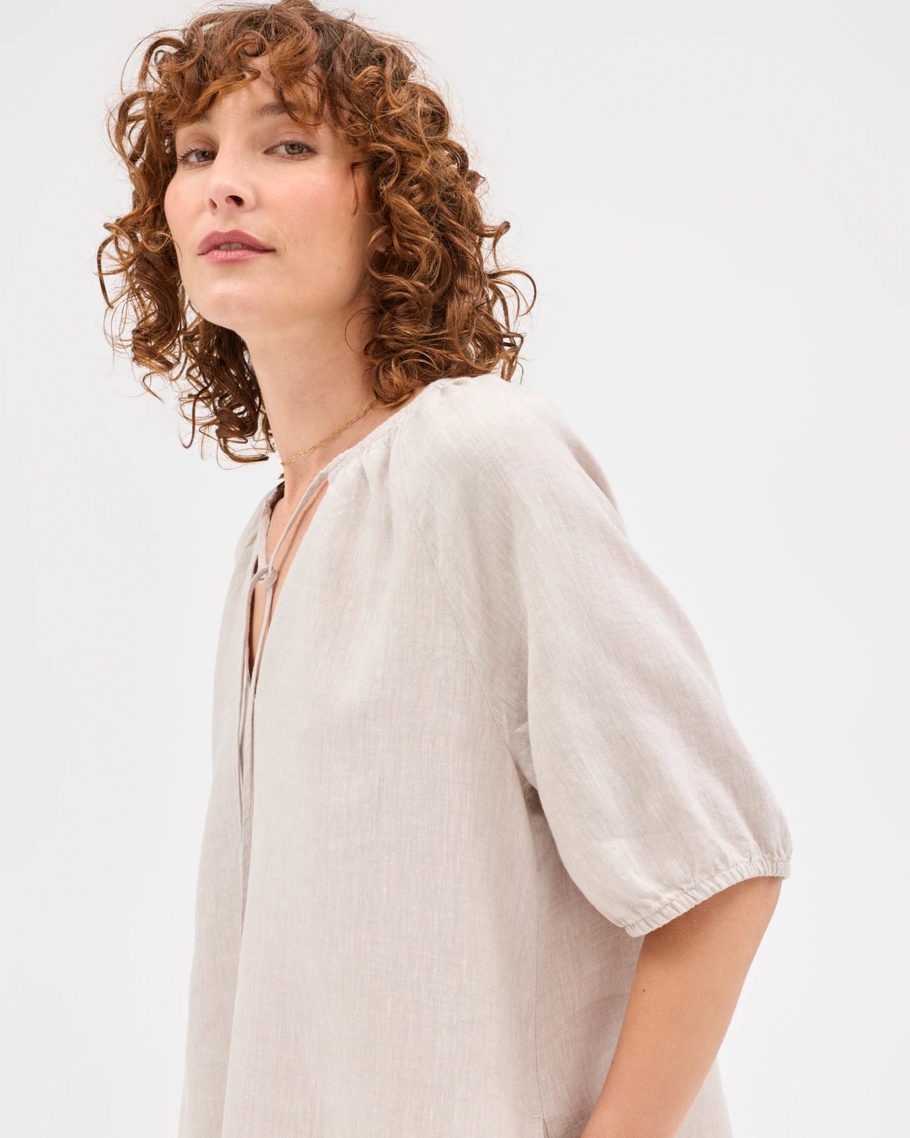 European Linen Mini Femme Dress - Flax 3 of 6