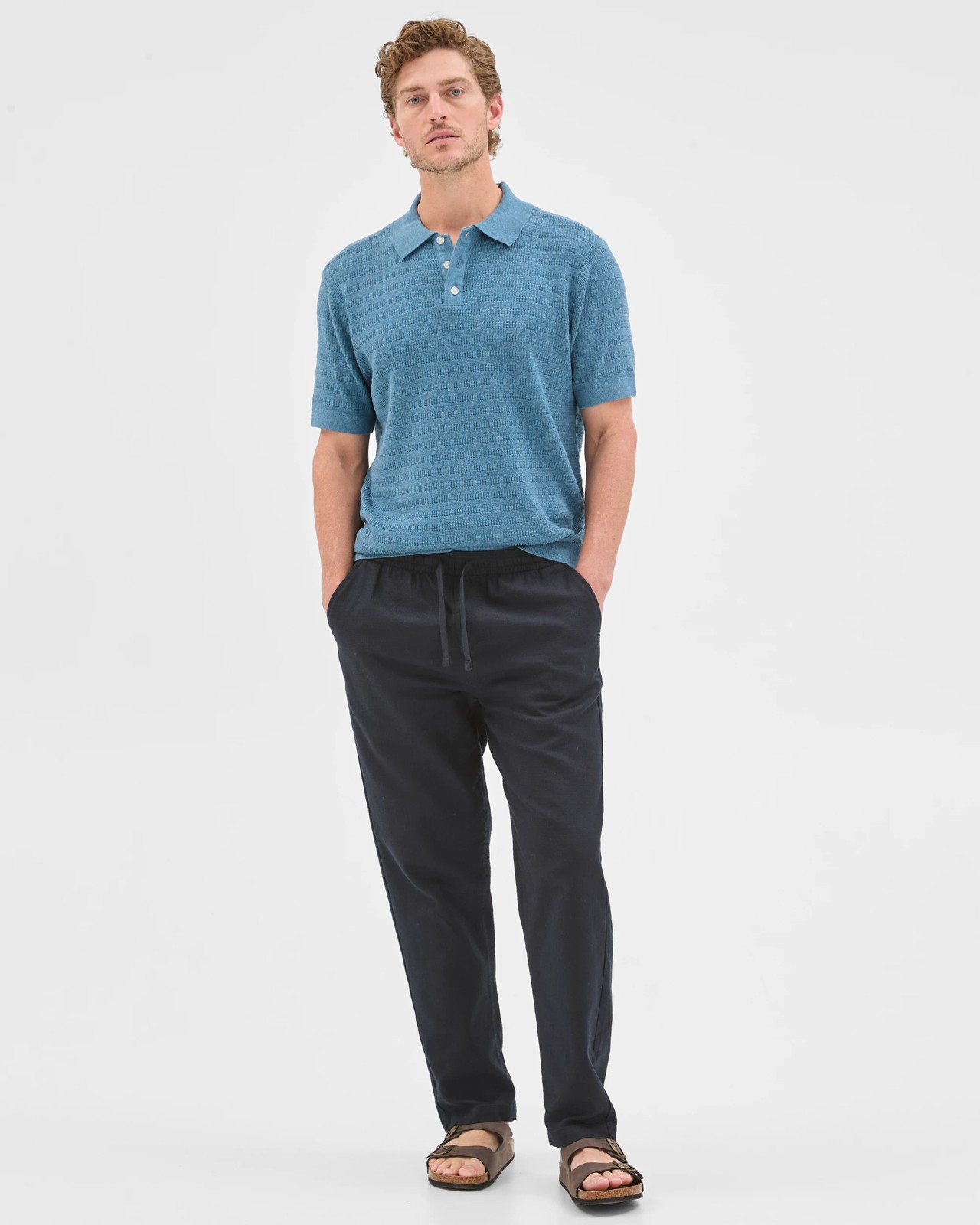 Australian Cotton Patterned Knit Polo Top 2 of 5