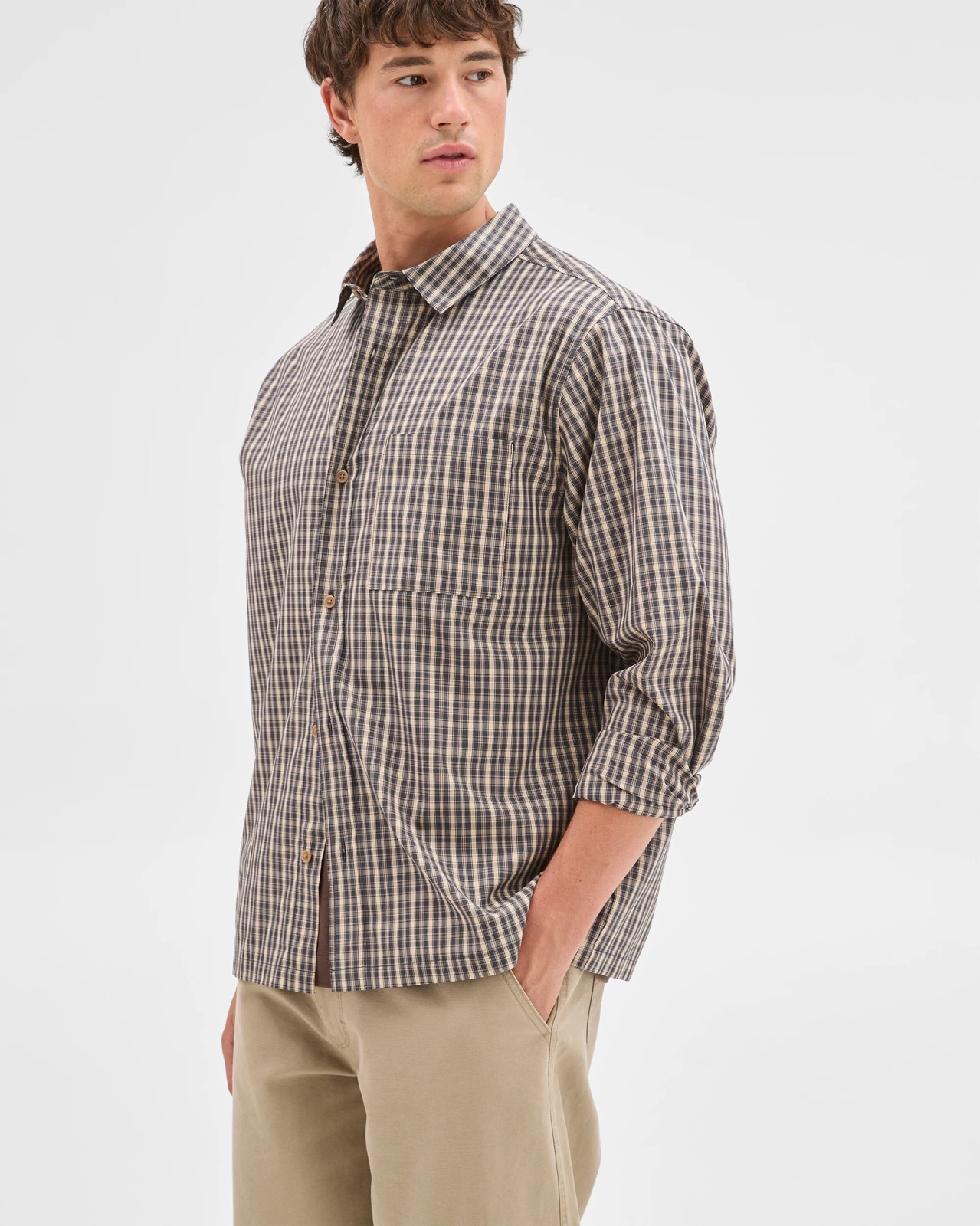 Commons Australian Cotton Business Shirt - Black Check 4 of 6