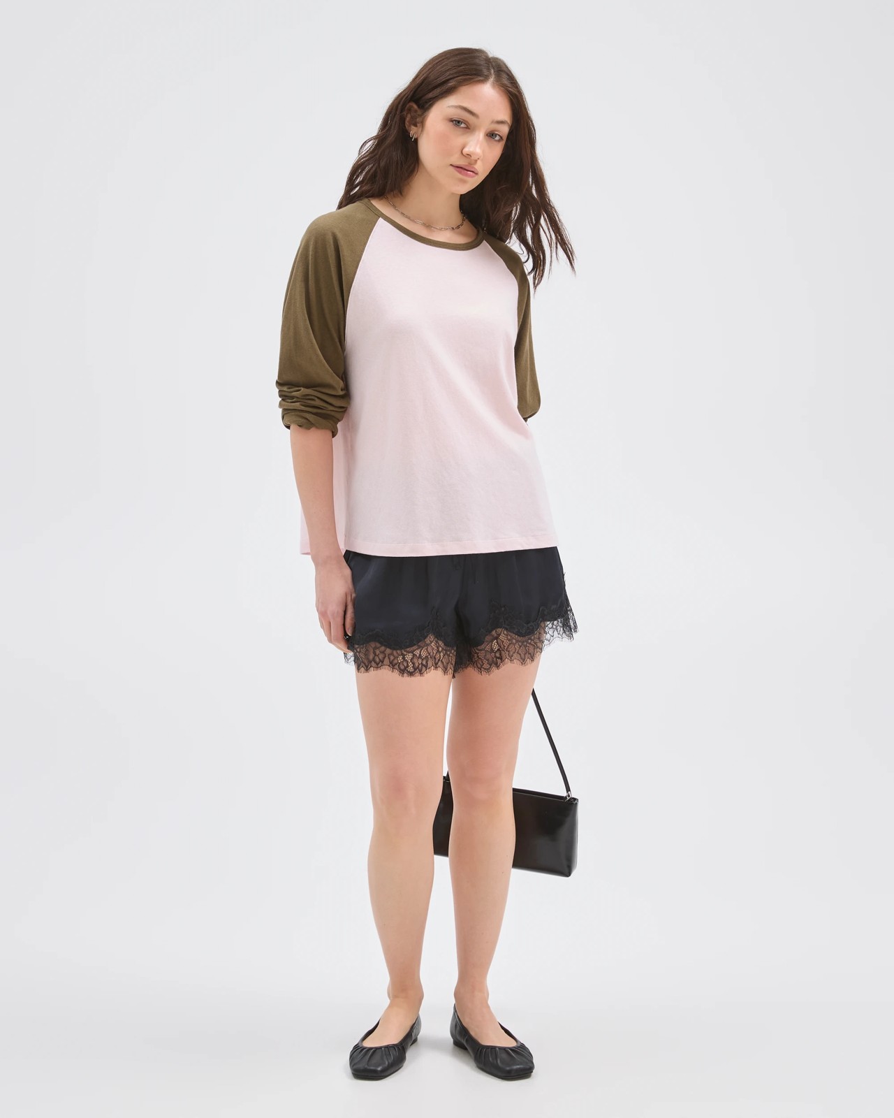 Lily Loves Australian Cotton Blend Raglan Long Sleeve T-Shirt - Pink Deep Olive 2 of 5