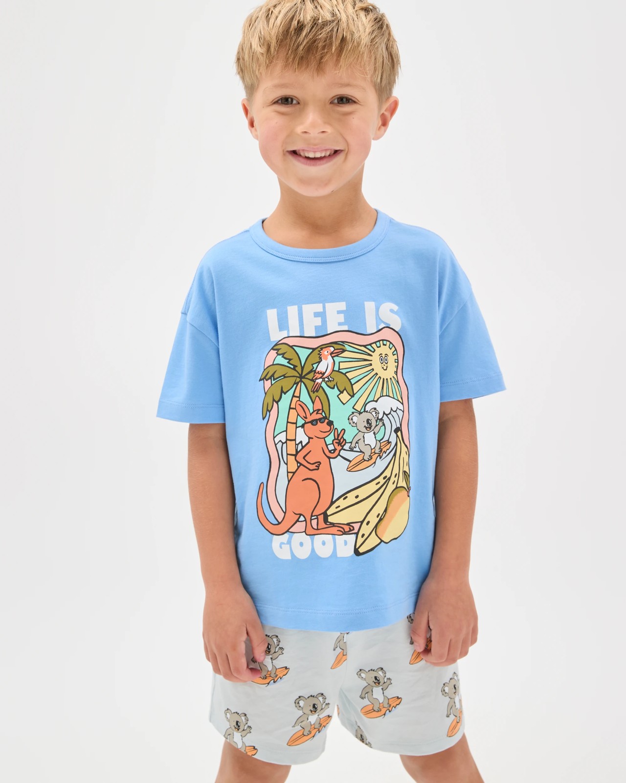 Australian Cotton Younger Boys Oversized Jersey Pyjama Set - Australia Blue 2 of 6