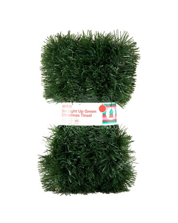 Anko 5m Light Up Green Christmas Tinsel