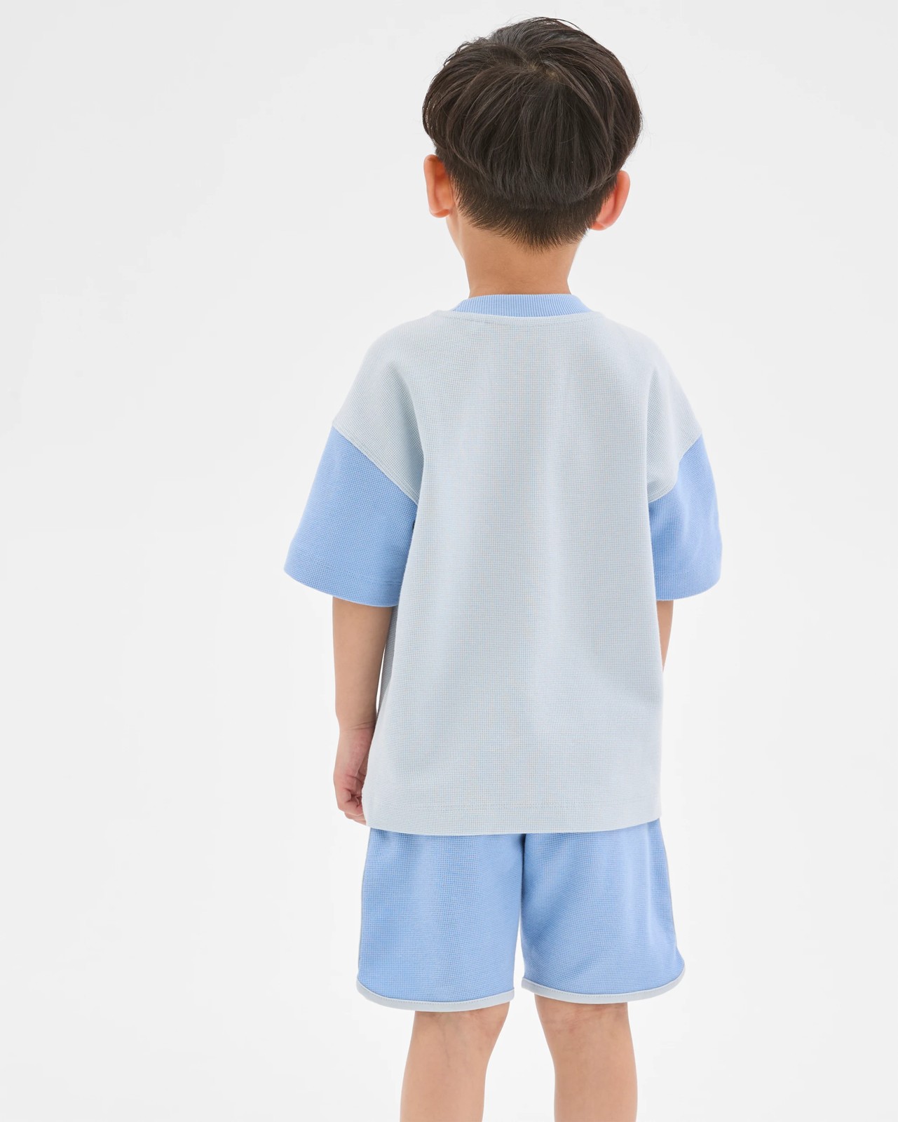 Australian Cotton Textured T-Shirt and Shorts 2 Piece Set - Blue 4 of 5