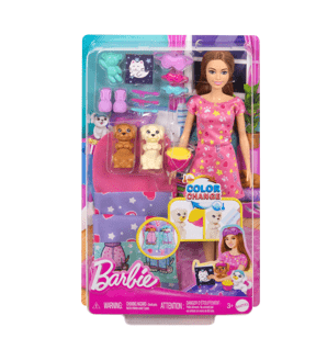 Barbie Doll & Puppy Slumber Party Playset