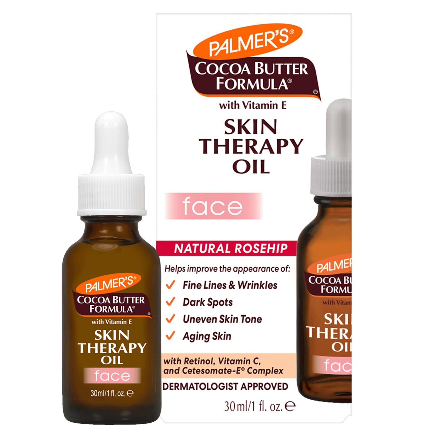 Palmer's Cocoa Butter Formula Skin Therapy Oil for Face 30ml - Retinol, Vitamin C, Vitamin E, Natural Rosehip and Cetesomate-E Complex 3 of 5