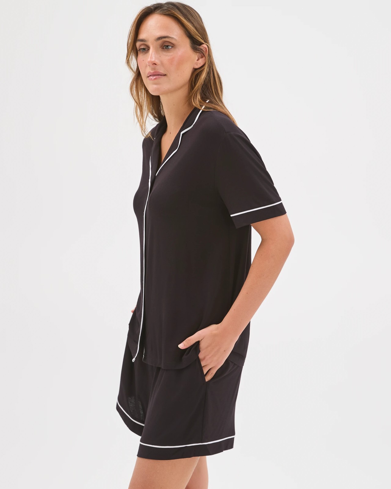 Bamboo Top and Shorts Pyjama Set - Black 4 of 5