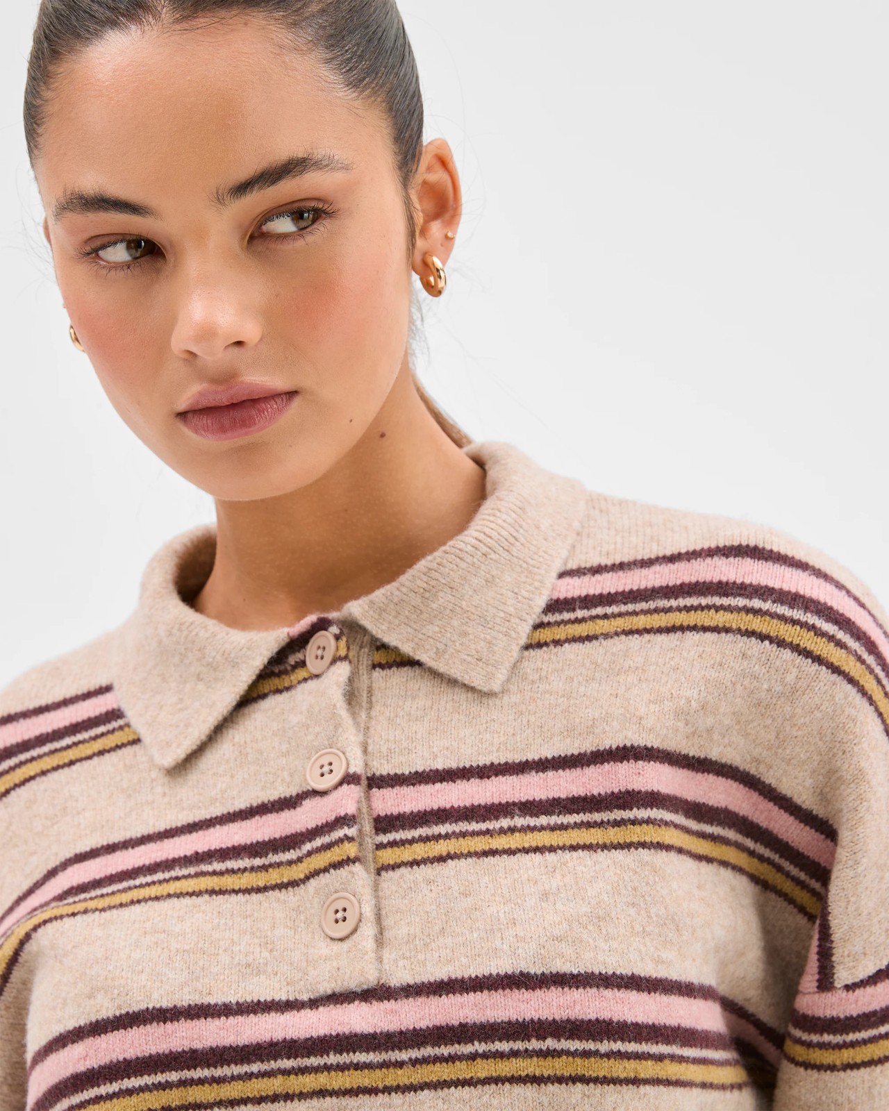 Lily Loves Long Sleeve Striped Polo Top - Fudge Stripe 5 of 6