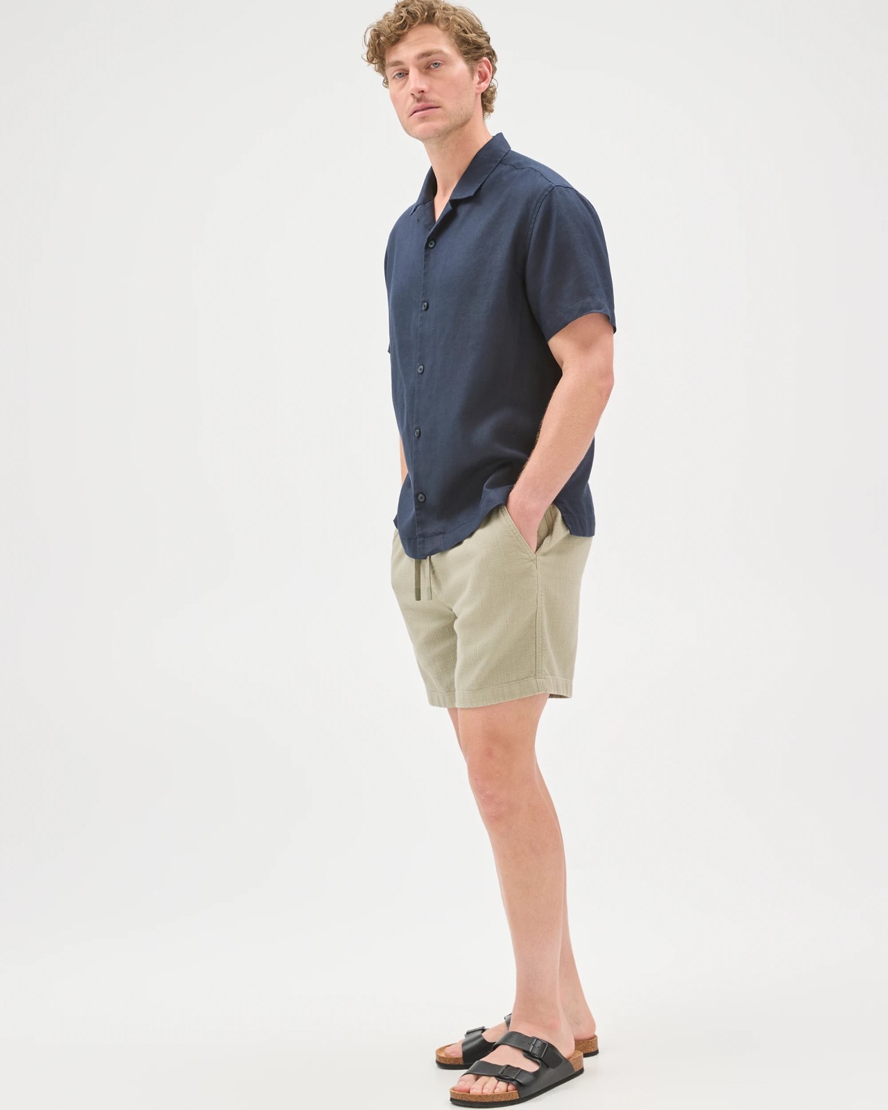 Australian Cotton Textured Shorts - Sea Grass 2 of 6