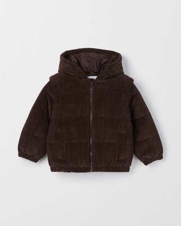 Cord Hooded Jacket with Removable Sleeves
