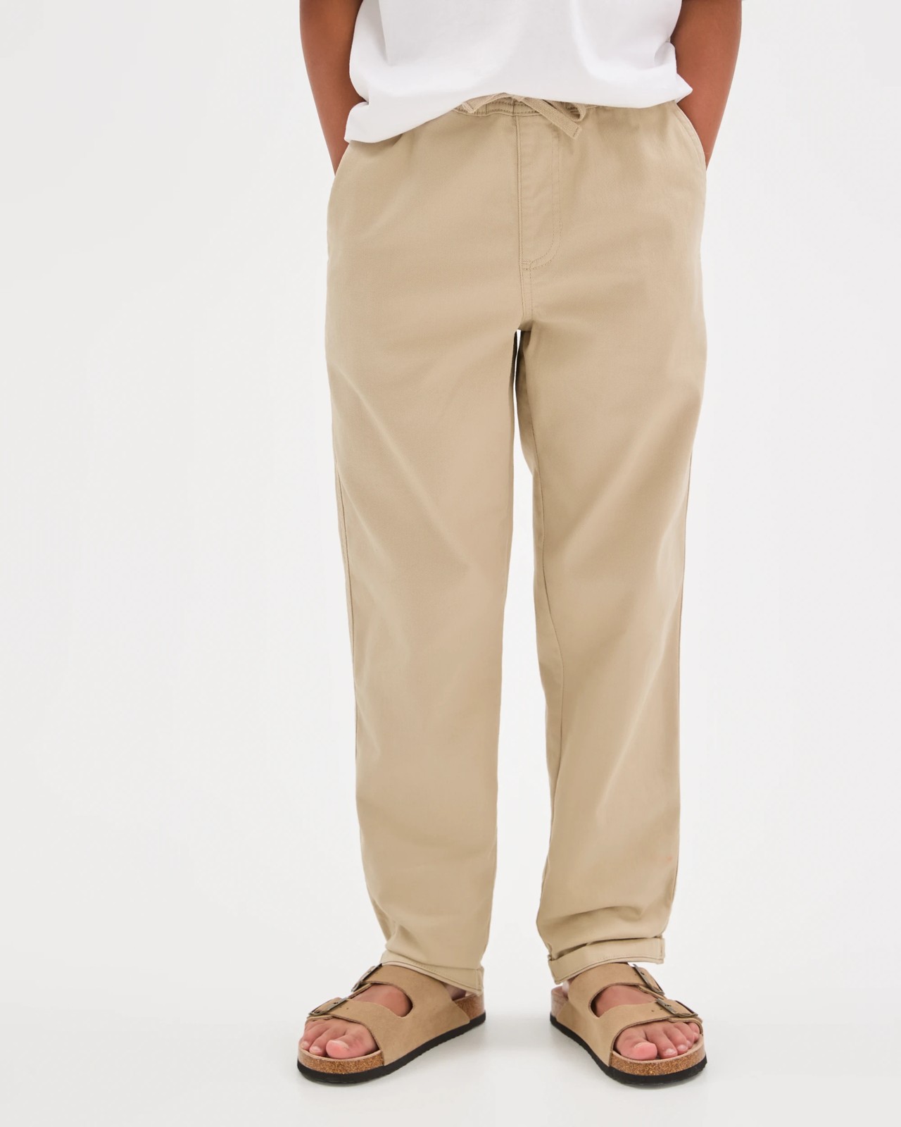 Elastic Waist Chino Pants - Stone 4 of 5