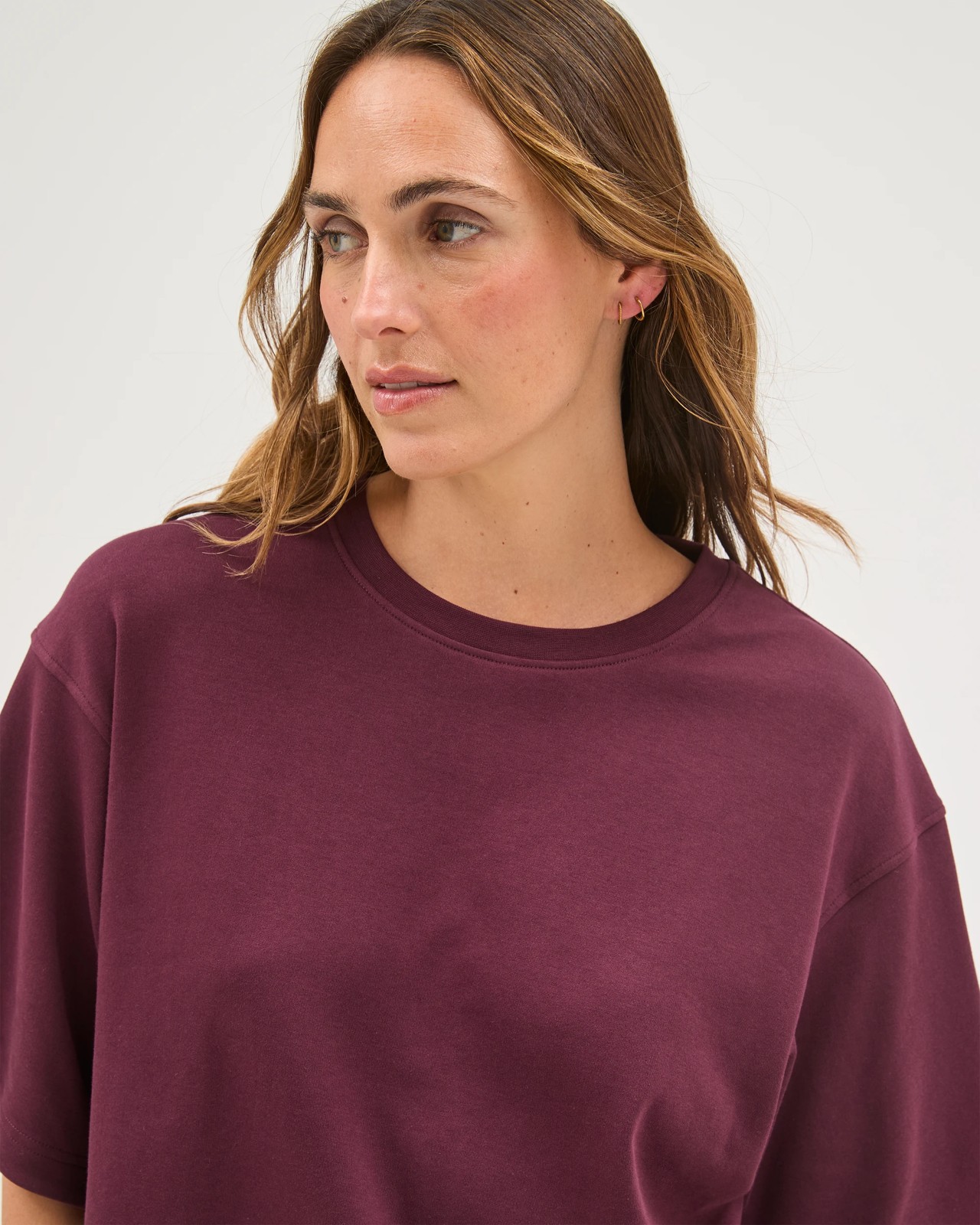 Australian Cotton Heavyweight Boxy T-Shirt - Merlot 3 of 5