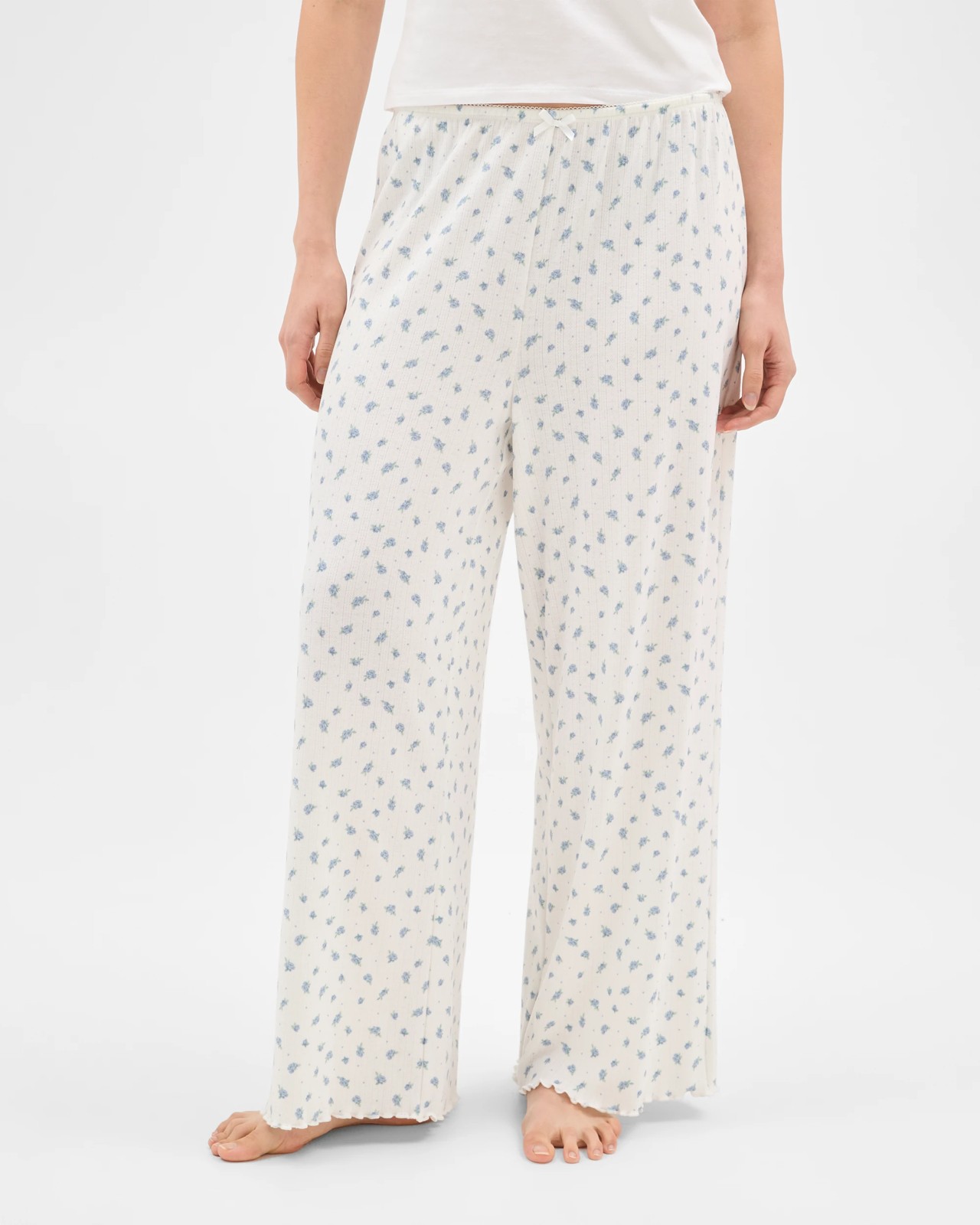 Lily Loves Pointelle Sleep Pants - Blue Floral 4 of 6