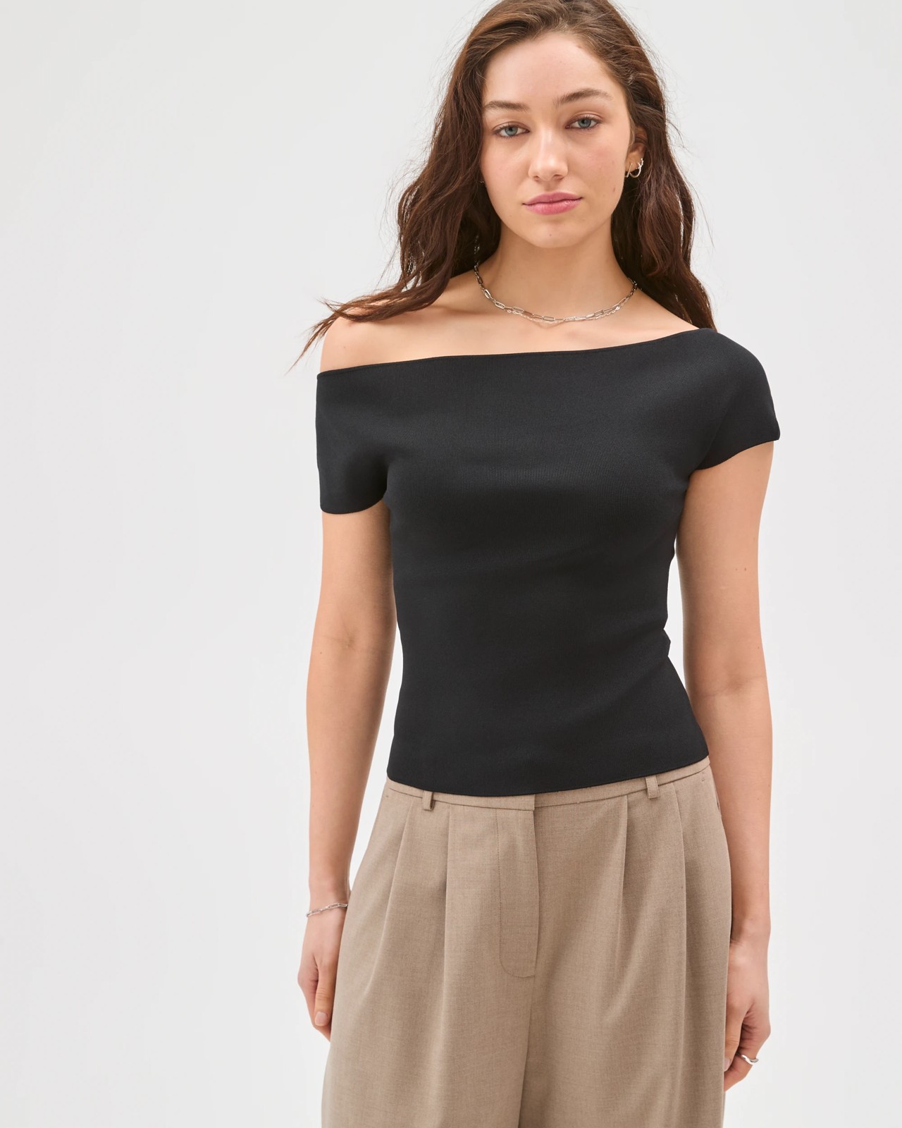 Lily Loves Off Shoulder Sculpt Top - Black 5 of 5