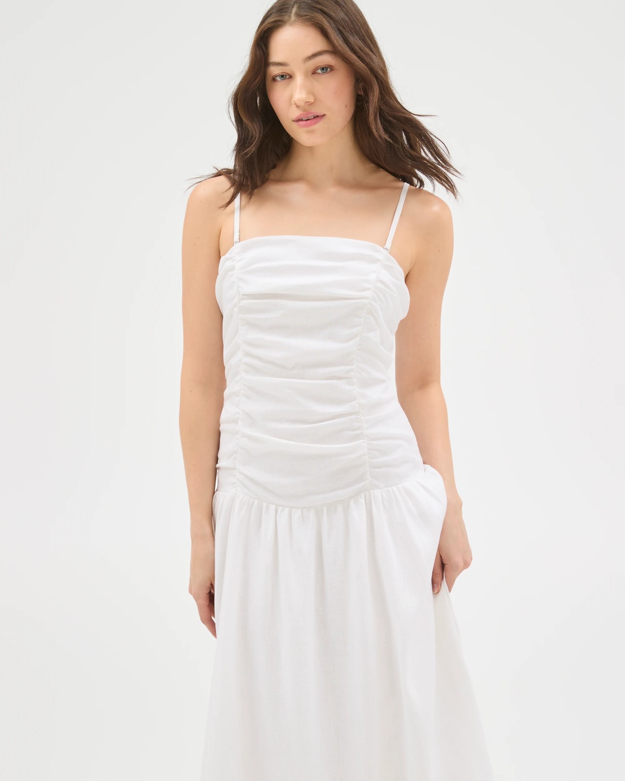 Lily Loves European Linen Drop Waist Maxi Dress - White 3 of 5