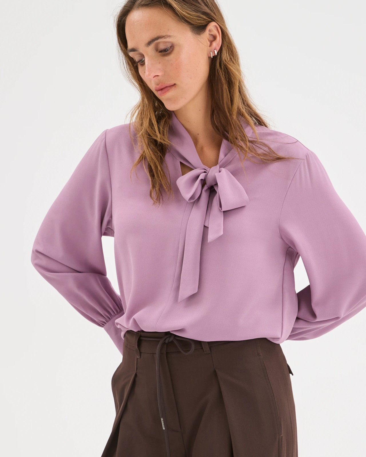 Preview Long Sleeve Tie Neck Blouse 4 of 5