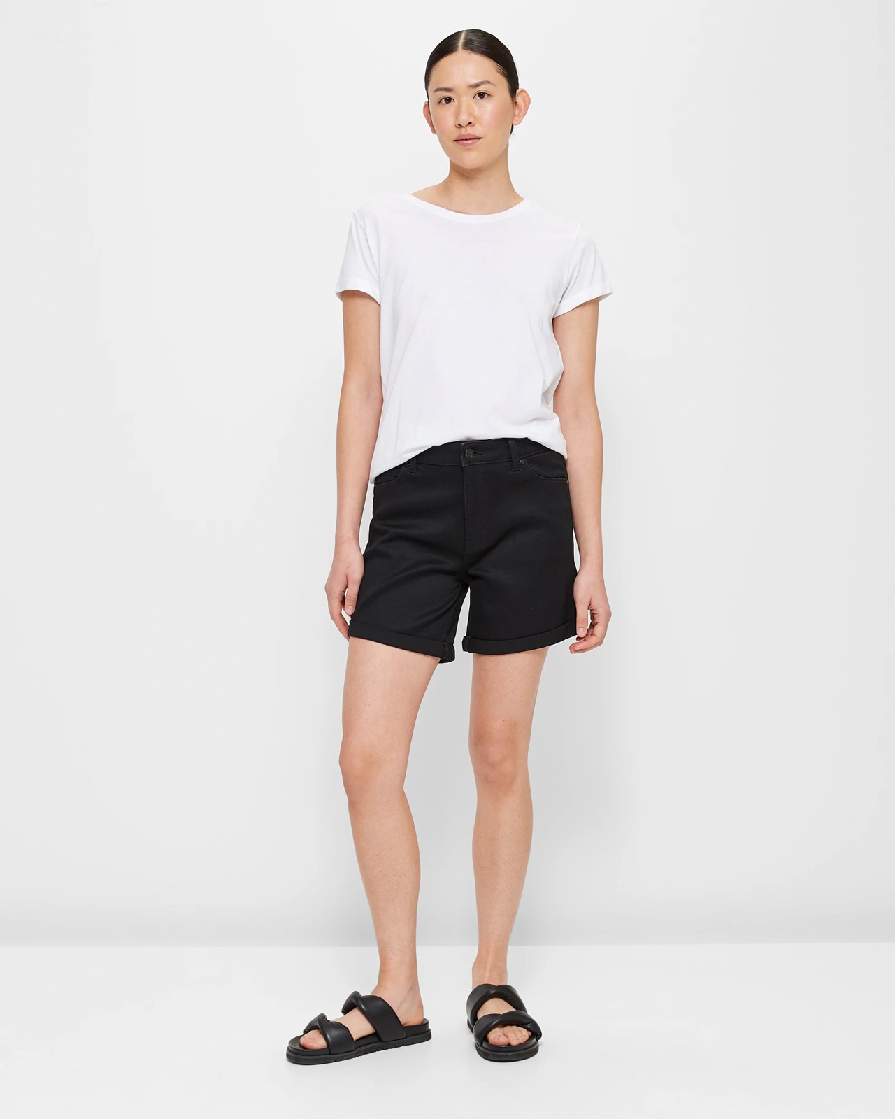 Classic Roll Cuff Denim Shorts 2 of 6