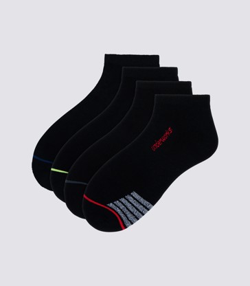Underworks Mens 4 Pack Sport Low Cut Sock - Black