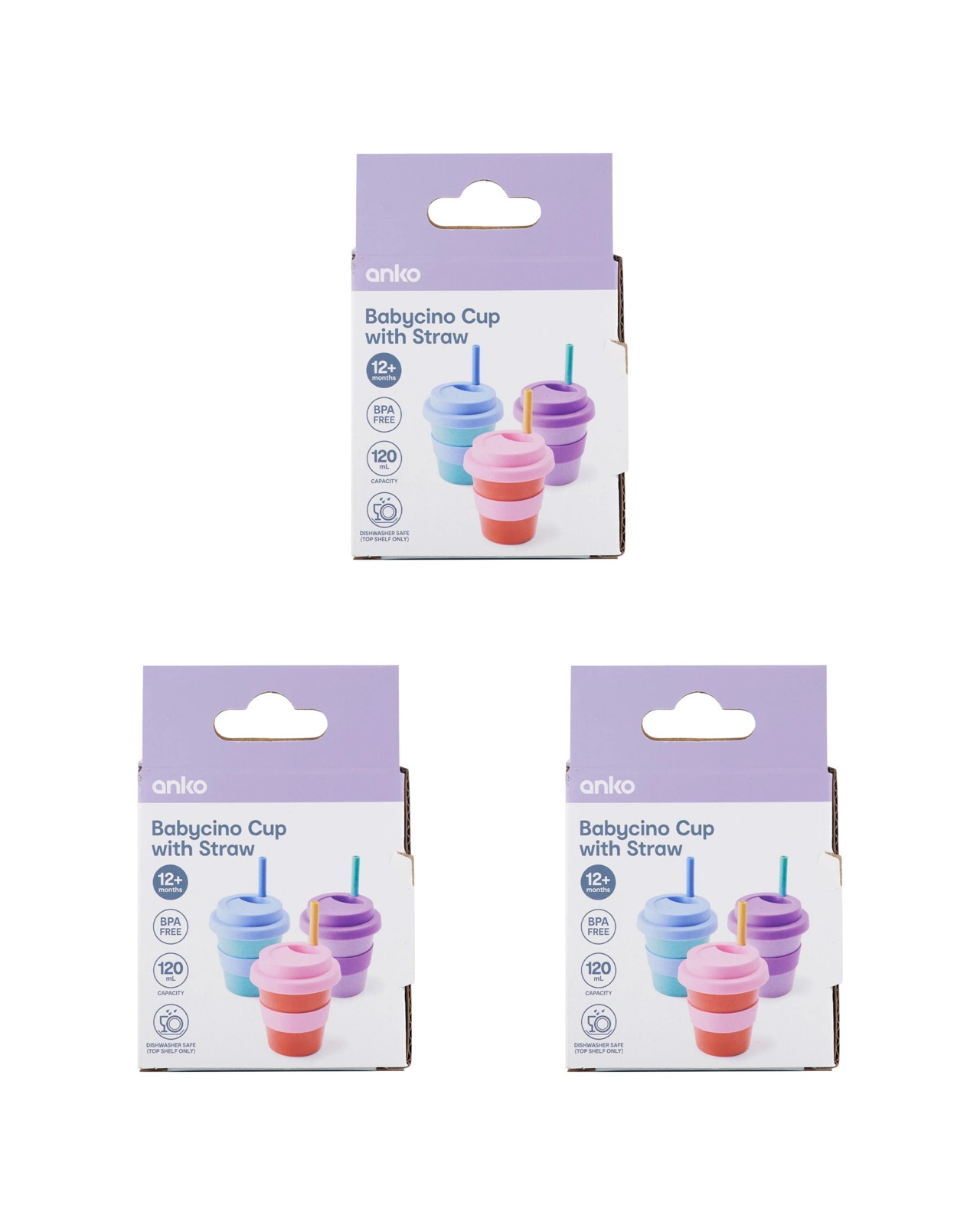 Anko Babycino Cup With Straw - Assorted 5 of 5