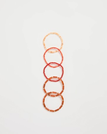 5 Pack Layered Stretch Bead Bracelets