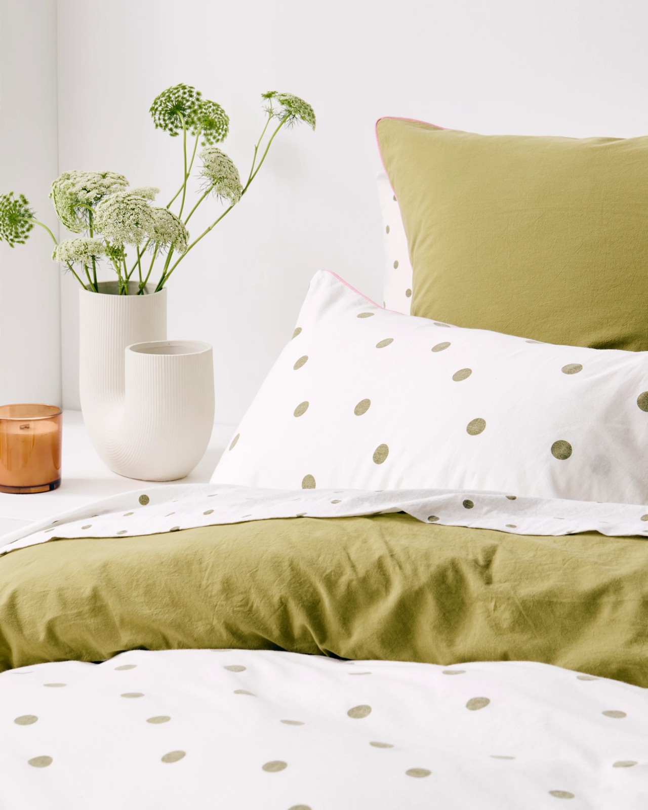 Arlo Polka Dot Stonewash Cotton Quilt Cover Set 4 of 5