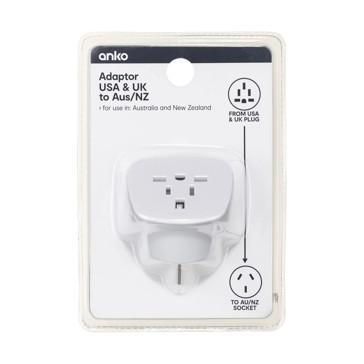 Reverse Travel Adaptor, UK & USA - Anko