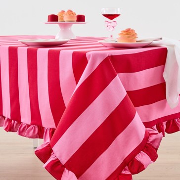 Pink/Red Stripe Extra Large Tablecloth - Anko