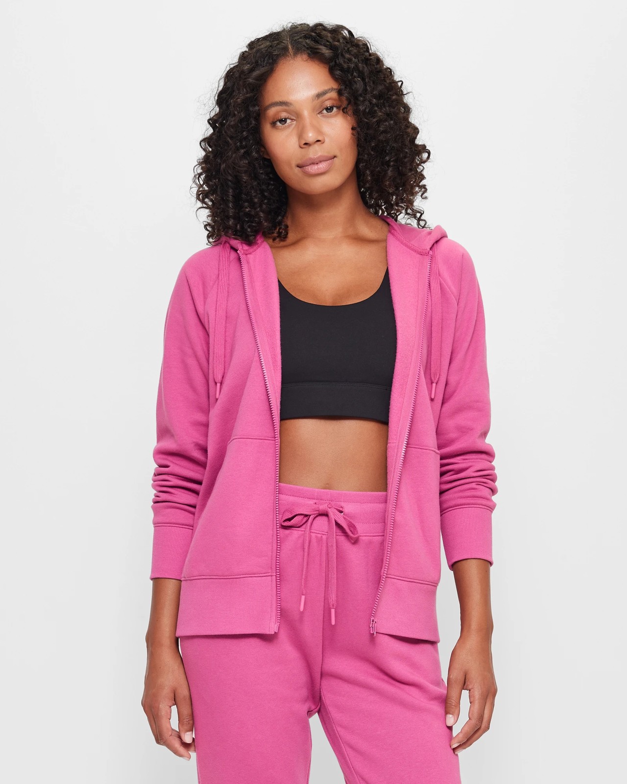 PINK ZIP UP SWEATSHIRT JOGGER SET (FLEECE)