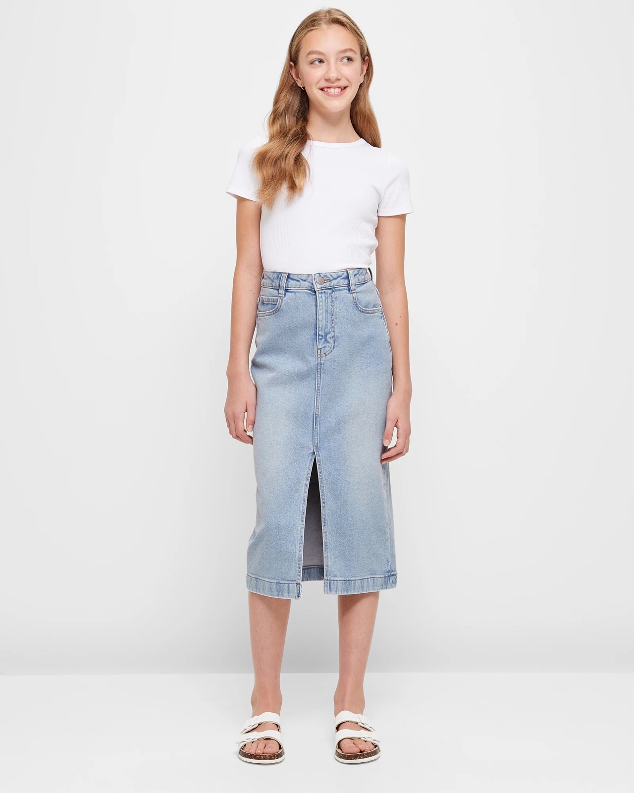 Mid length denim skirts target best sale