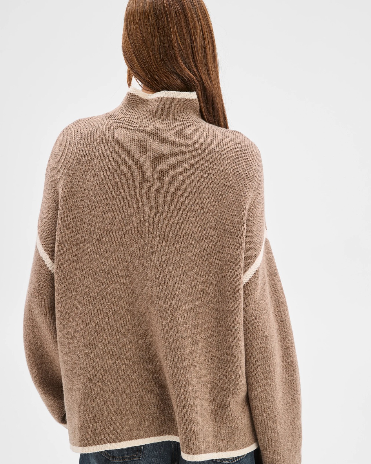 Lily Loves High Neck Contrast Jumper - Cacao Marle 2 of 5