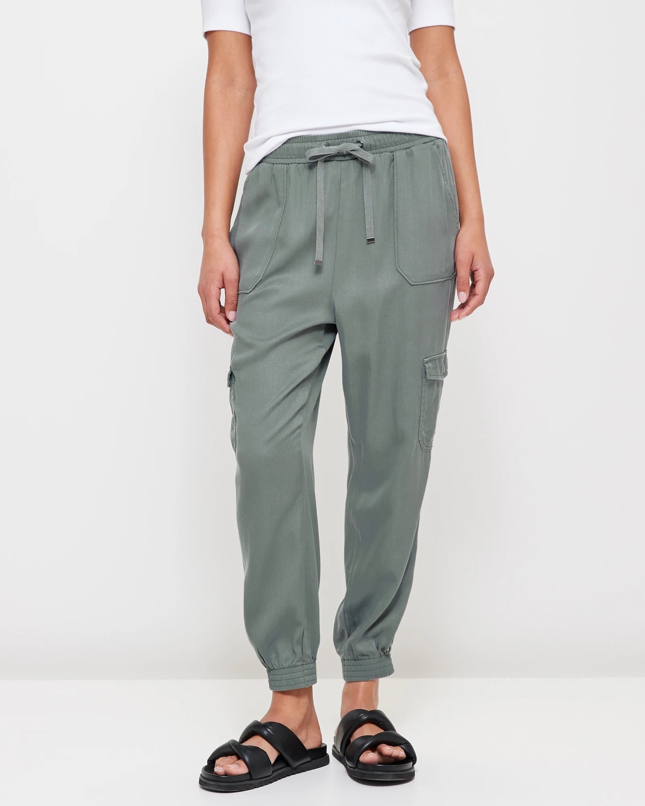 Khaki cargo jogger pants on sale womens