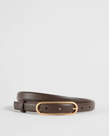 Elongated Oval Buckle Slim Belt