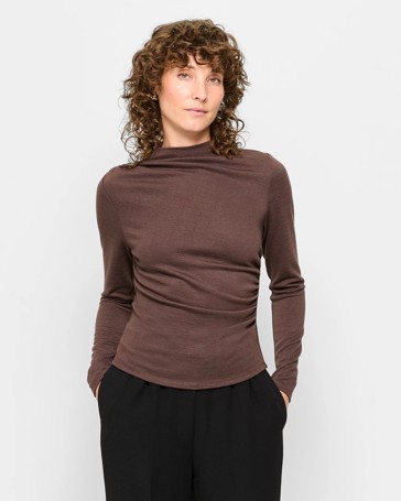 Long Sleeve High Neck Drape Top - Preview