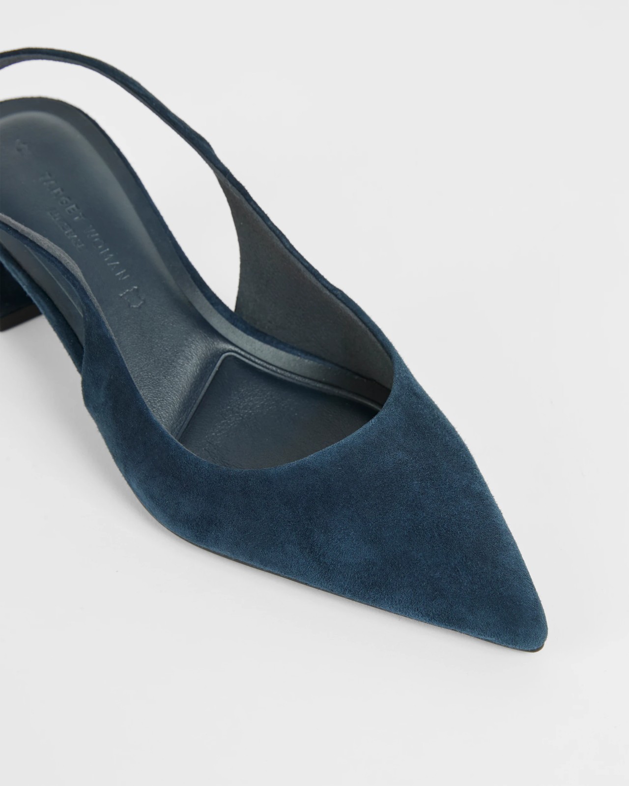 Genuine Suede Leather Point Block Heels - Daria - Navy 3 of 3
