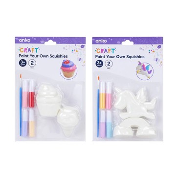 Paint Your Own Squishies 2 Pack Set, Assorted - Anko
