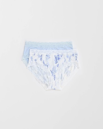 Womens Modal and Lace Midi Briefs 2 Pack