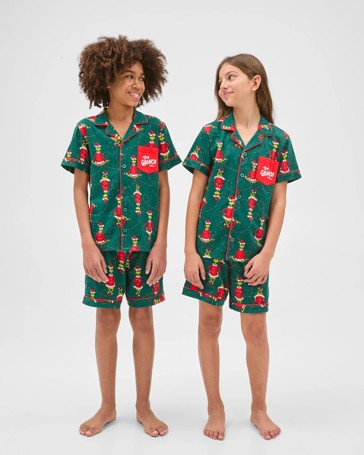 Family Matching Christmas Australian Cotton Older Kids Pyjama Set - Grinch