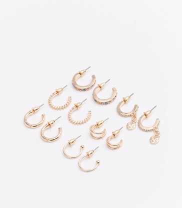 6 Pack Gold Hoop Earrings