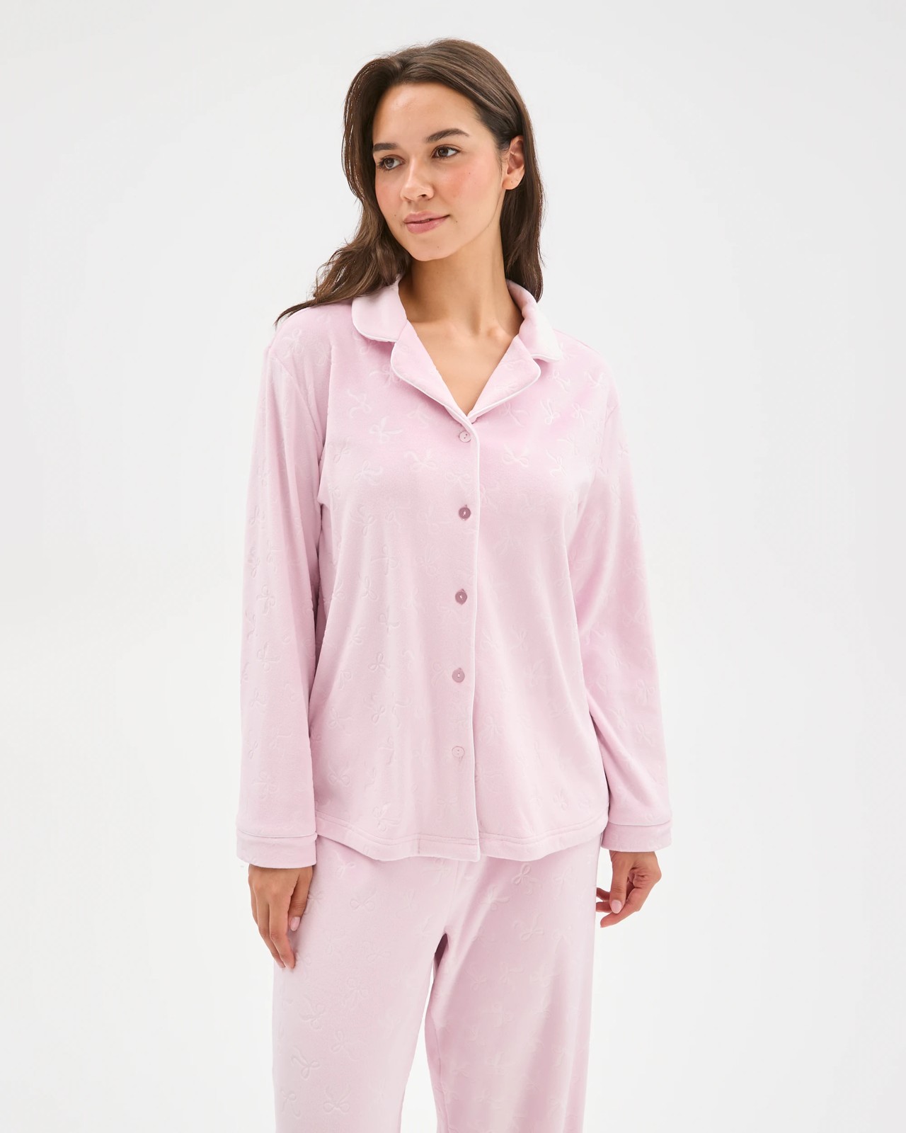 Embossed Fleece Long Sleeve Pyjama Set 3 of 6